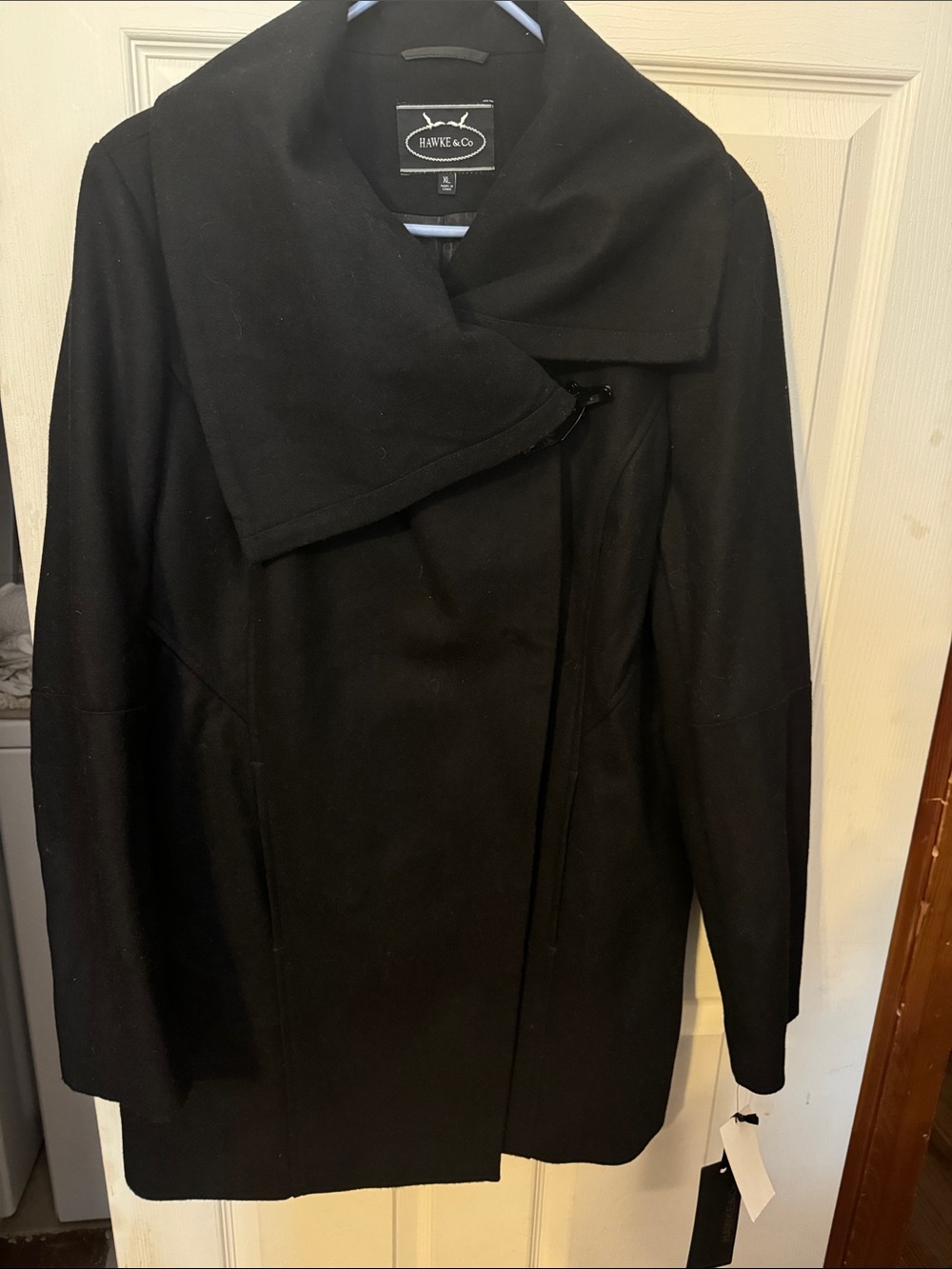 Hawke & Co Black Asymmetrical Pea Coat - NWT - size XL